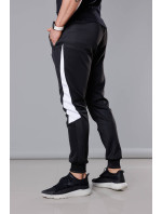Černo-bílé pánské teplákové kalhoty se vsadkami (8K168)