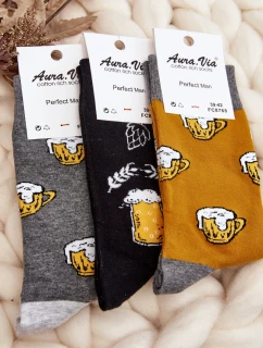 Menské Ponožky S Vzory Pivo Šedé