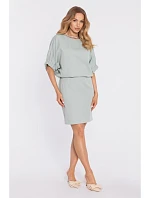 M904 Blůzové šaty s rozparkem na zádech - mint M904 Blůzové šaty s rozparkem na zádech - mint