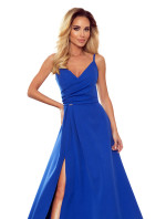 Elegantní maxi šaty na ramínka Numoco CHIARA - modré
