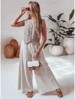 Dámské široké kalhoty s páskem SUMMERLINE beige FashionStreet UY2697