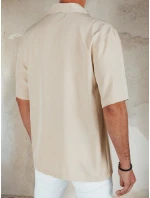 Pánská béžová košile s krátkým rukávem FashionStreet KX1087