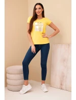 Dámské bavlněné tričko s potiskem CHIC žlutá