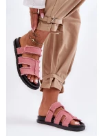 Dámské materiálové sandály na zip Růžové Lamirose Dámské materiálové sandály na zip Růžové Lamirose