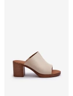 Elegantní Lehké Dámské Sandály Na Podpatku Béžové Varnila