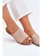 Dámské Kožené Hladké Pantofle Béžové Cerise