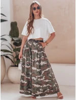 FLOWES tmavě zelená moro kalhotová sukně s páskem FashionStreet UY2561 FLOWES tmavě zelená moro kalhotová sukně s páskem FashionStreet UY2561