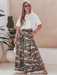 FLOWES tmavě zelená moro kalhotová sukně s páskem FashionStreet UY2561