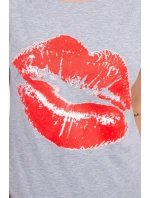 Halenka s potiskem rtů šedá