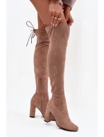 Dámské kozačky na sloupkovém podpatku Xamarin – béžové Dámské kozačky na sloupkovém podpatku Xamarin – béžové