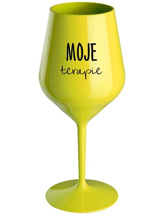 MOJE TERAPIE - žlutá nerozbitná sklenice na víno 470 ml