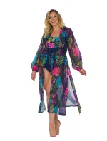 Dámské pareo 14 D81SZ-44 černé s listy - Self Dámské pareo 14 D81SZ-44 černé s listy - Self