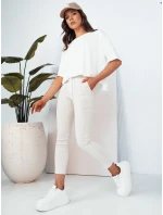 Dámské kalhoty MARINS s béžovými a bílými pruhy FashionStreet UY2081