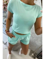 Bavlněná souprava se šortkami mint