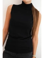 Dámská viskózová bezrukávová blůza s rolákem černá