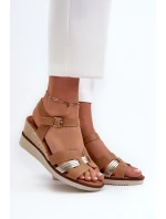 Dámské sandály na klínku s proutěním hnědé Starlenna