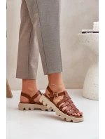Kožené Dámské Sandály Zazoo 3695 Camel