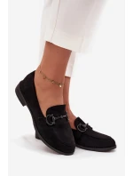 Dámské mokasyny s ozdobným detailem eco semiš černé Ambria