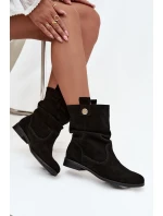 Dámské kotníkové boty ve stylu kovbojek na podpatku S.Barski – béžové