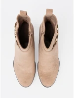 Luxusní hnědé  kotníčkové boty dámské na klínku