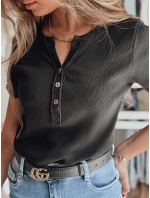 Dámská žebrovaná halenka KISS LOOK černá FashionStreet RY2833