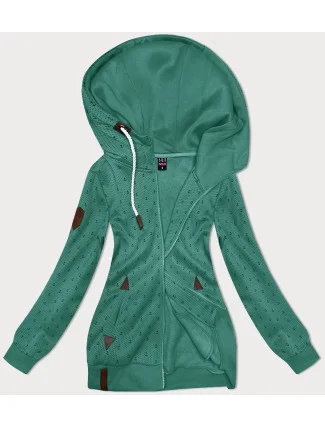 Dámská rozepínací mikina v tyrkysové barvě se stahovacími lemy (2306) Dámská rozepínací mikina v tyrkysové barvě se stahovacími lemy (2306)