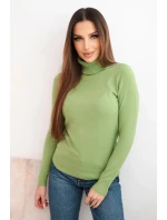 Dámský svetr z viskózy s rolákem a dlouhým rukávem pistáciový