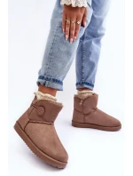 Ocieplane Dámské Sněžáky s Ozdobou Tmavě Bežové Siriol