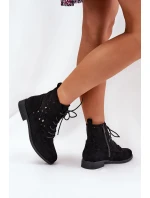 Šněrovací Boty S Ažurovým Vzorem S.Barski HY51-136 Černé