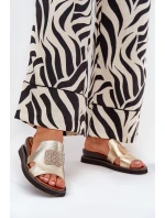 Dámské Klapky Na Klínu Eko Kůže Se Zdobením Zlaté Sarela Dámské Klapky Na Klínu Eko Kůže Se Zdobením Zlaté Sarela