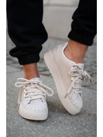 Dámské tenisky se zdobením na platformě béžové Eanneth