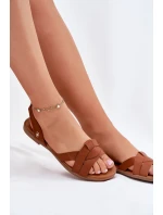 Ploché Dámské Sandály Z Eko Kůže Camel Illoria