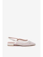 Síťované baleríny s odhalenou patou bílé Pyvona