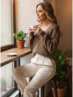 Dámský svetr LACEONIA beige FashionStreet MY2404