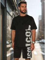 Pánská černá souprava s potiskem FashionStreet AX0802