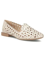 Dámské kožené ažurové polobotky béžové barvy Filippo DP7710