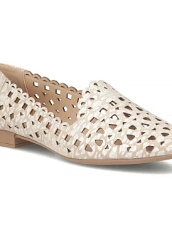 Dámské kožené ažurové polobotky béžové barvy Filippo DP7710