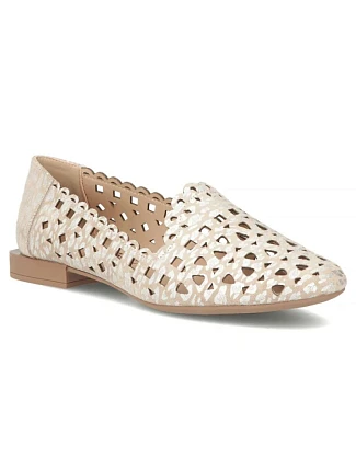 Dámské kožené ažurové polobotky béžové barvy Filippo DP7710