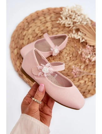 Dětské lodičky s brokátovým vzorem, na suchý zip, růžové Jeylin