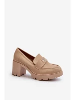 Dámské polobotky na masivním podpatku s ozdobou Beige Ranunca