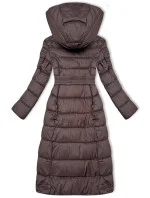 Hnědá dlouhá dámská zimní bunda Libland (7704)