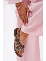 Dámské kožené sandály leopardí hnědé Zazoo 40407