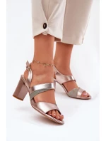 Dámské Sandály Na Podpatku Sergio Leone SK866 Růžové Zlato