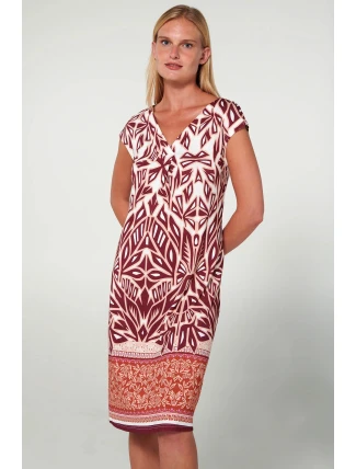 Dámské plážové šaty s krátkými rukávy 20488 318 vínová vzor - Vamp Dámské plážové šaty s krátkými rukávy 20488 318 vínová vzor - Vamp