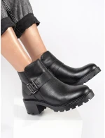 Módní dámské kotníčkové boty černé na širokém podpatku Módní dámské kotníčkové boty černé na širokém podpatku