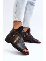 Zazoo 977/L Kožené vyšívané sandály na zip Zazoo 977/L Kožené vyšívané sandály na zip