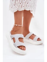 Zdobené Dámské Pantofle Na Platformě Bílé Jestella