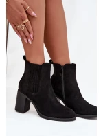 Dámské zateplené botky Brevina – Černé, na sloupkovém podpatku