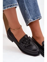 Dámské polobotky (mokasíny) s ozdobou Murelle – černé Dámské polobotky (mokasíny) s ozdobou Murelle – černé