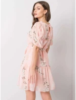 Dámské květované šaty LK SK 508129.06X Pudr růžová - Lakerta Dámské květované šaty LK SK 508129.06X Pudr růžová - Lakerta